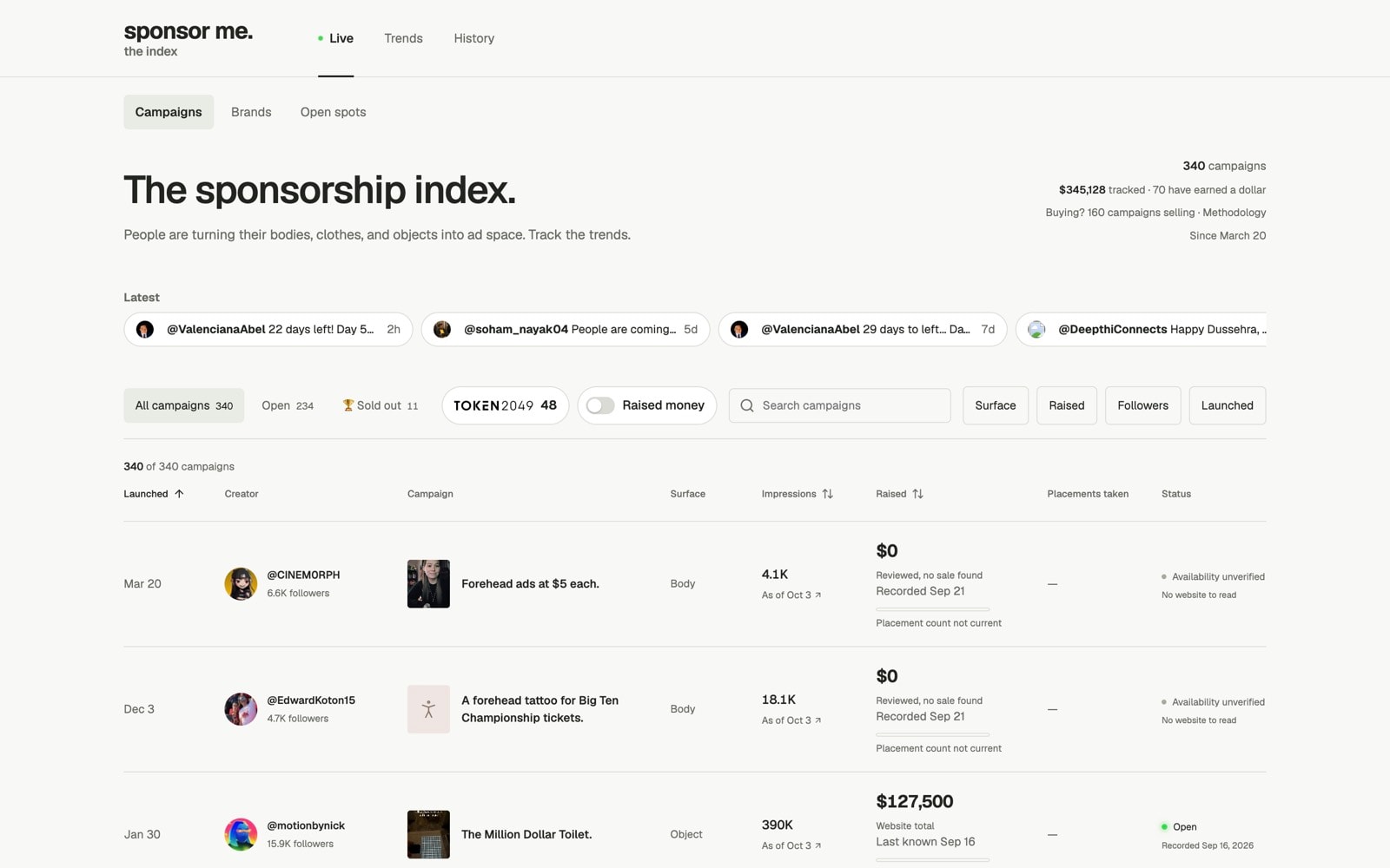 Screenshot of Sponsor Me