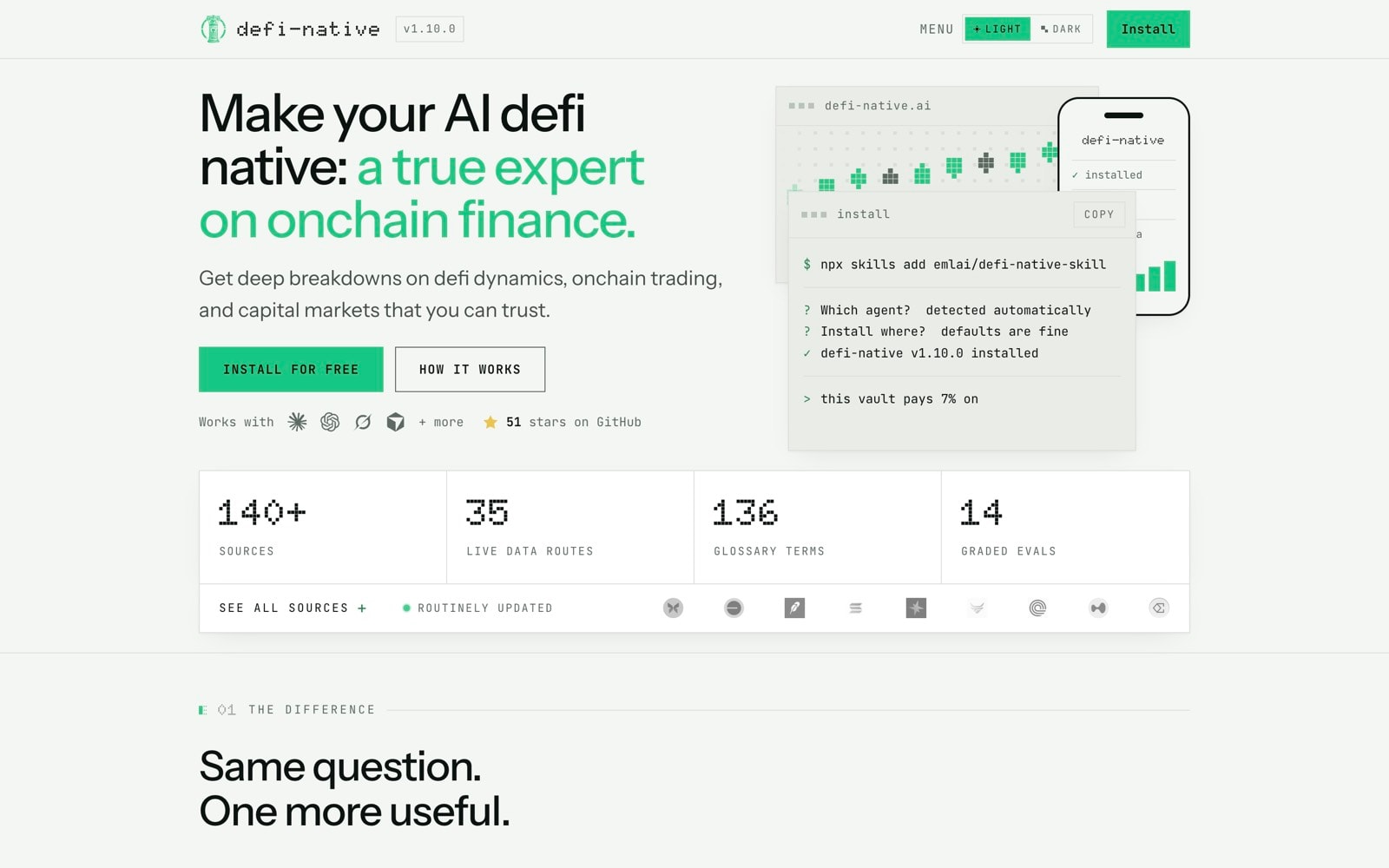 Screenshot of defi-native